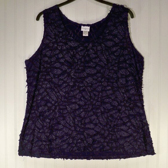 Jaclyn Smith, Blue Crackle Tank Top, 2X - Picture 2 of 5